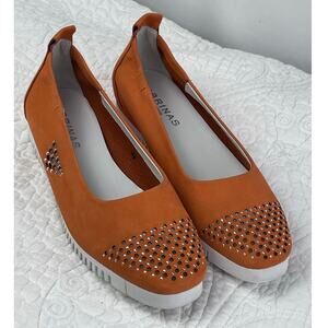 Sabrinas Womens 39 (US 8) Orange Summer Slip On Fabric Shoes with Rhinestones